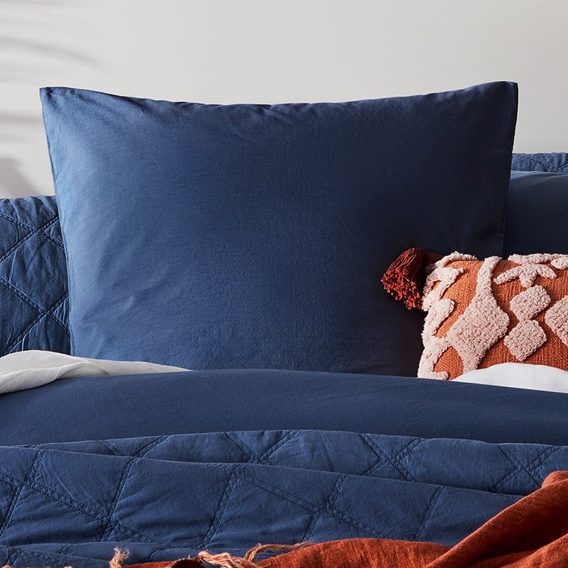 Stonewashed Cotton China Blue Pillowcase