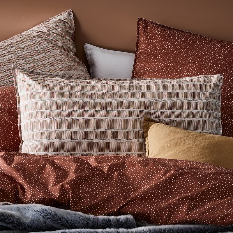 Stonewashed Printed Cotton Clay Fleck Pillowcase
