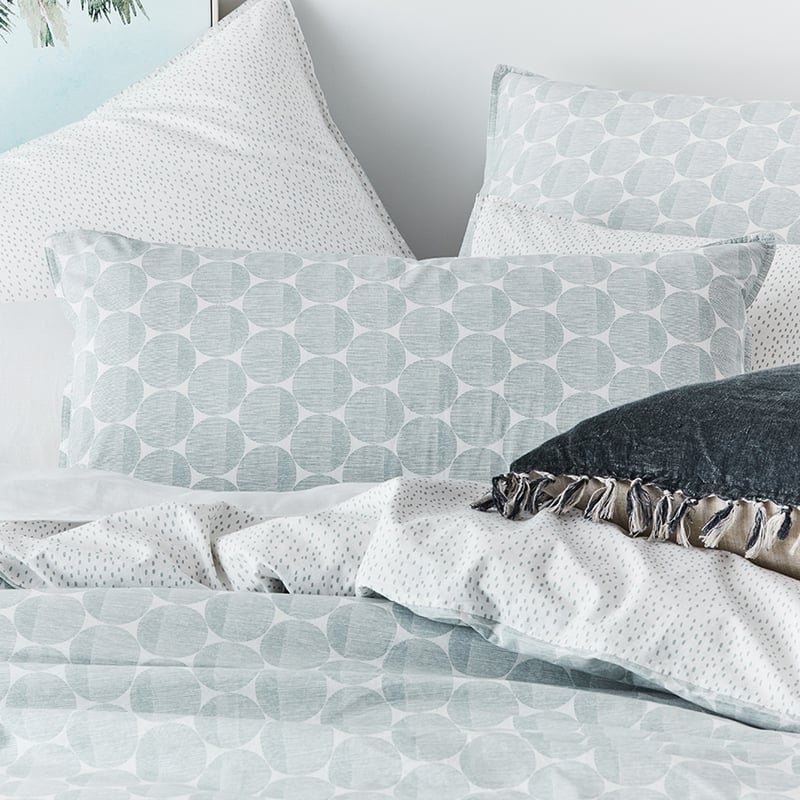 Stonewashed Printed Cotton Powder Blue Spot Pillowcase