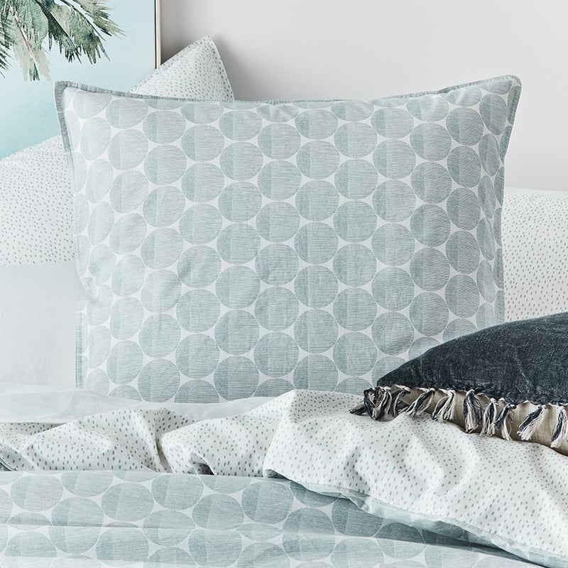 Stonewashed Printed Cotton Powder Blue Spot Pillowcase