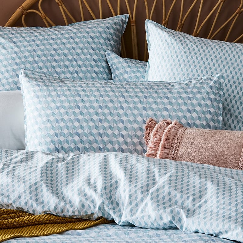 Stonewashed Printed Cotton Retro Chevron Pillowcase