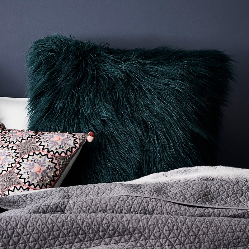 Faux Fur European Pillowcase Emerald