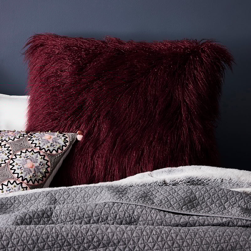 Faux Fur European Pillowcase Wine