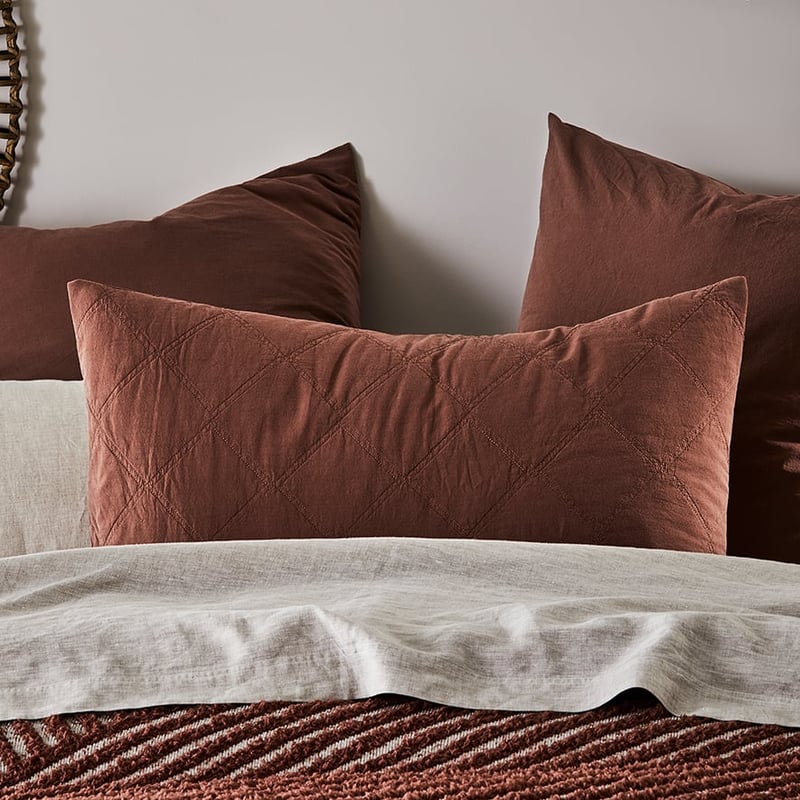 Stonewashed Cotton Mahogany Quilted Pillowcase