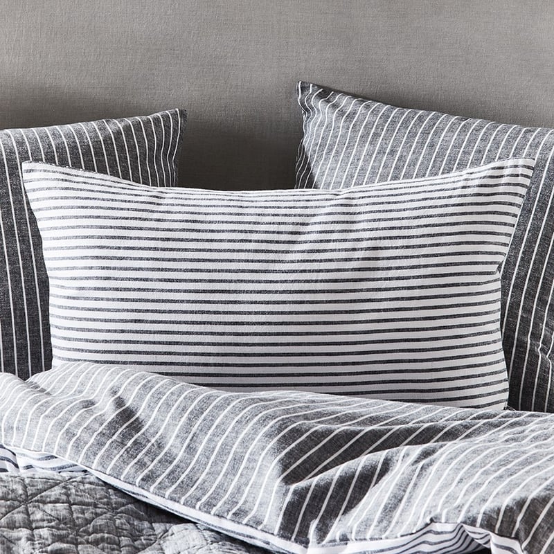 Vintage Washed Linen Indigo Stripe Pillowcase