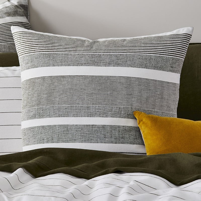 Vintage Washed Linen Cotton Moss Stripe Pillowcase