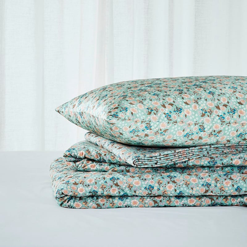 Pure Silk Sage Floral Standard Pillowcase