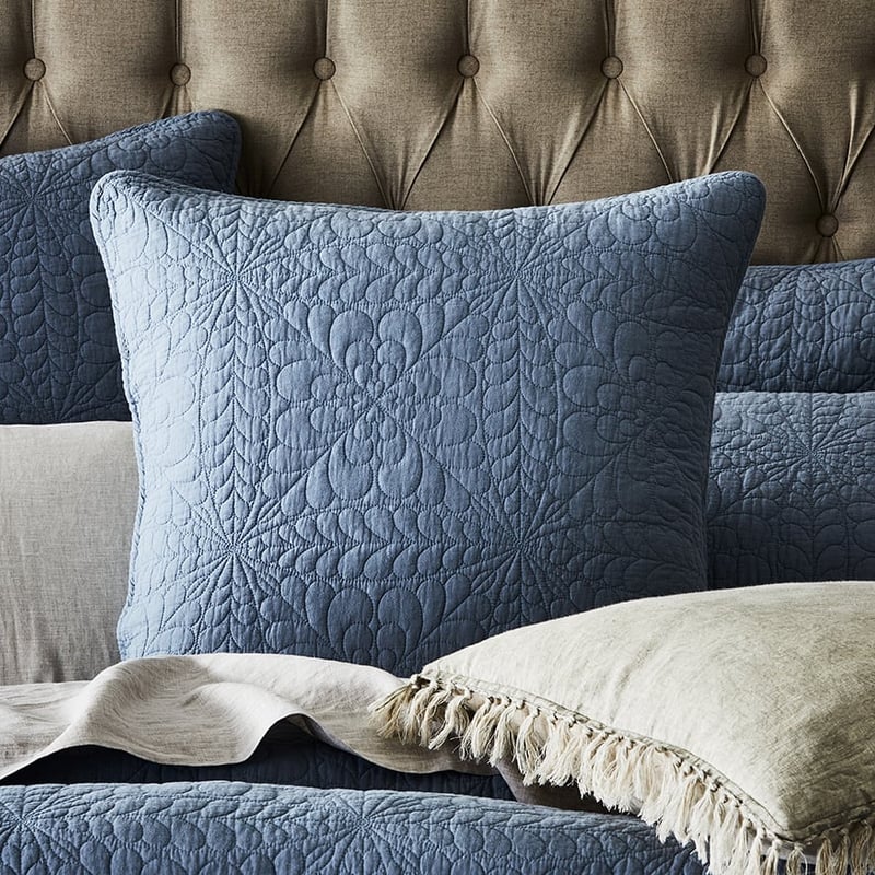 Daisy Quilted Dusty Blue Pillowcase