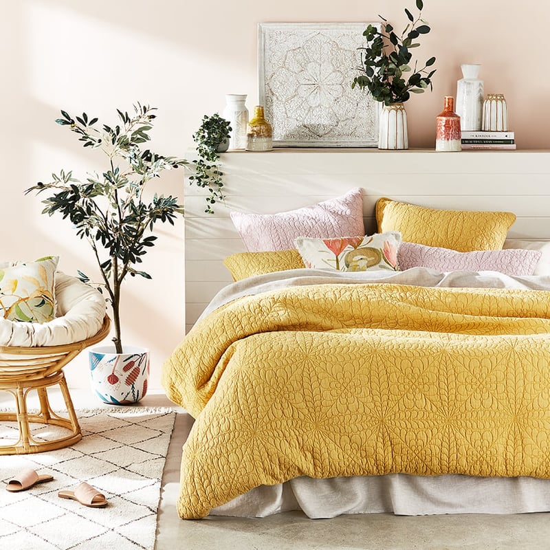 Daisy Quilted Mustard Pillowcase
