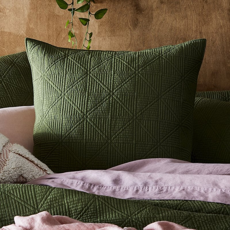 Prism Quilted Olive Pillowcase
