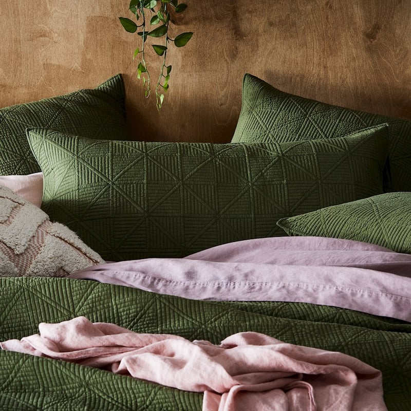 Prism Quilted Olive Pillowcase