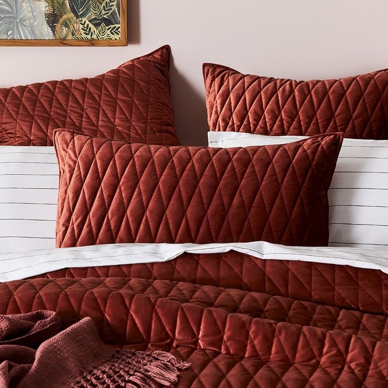 May Clay Quilted Velvet Pillowcase