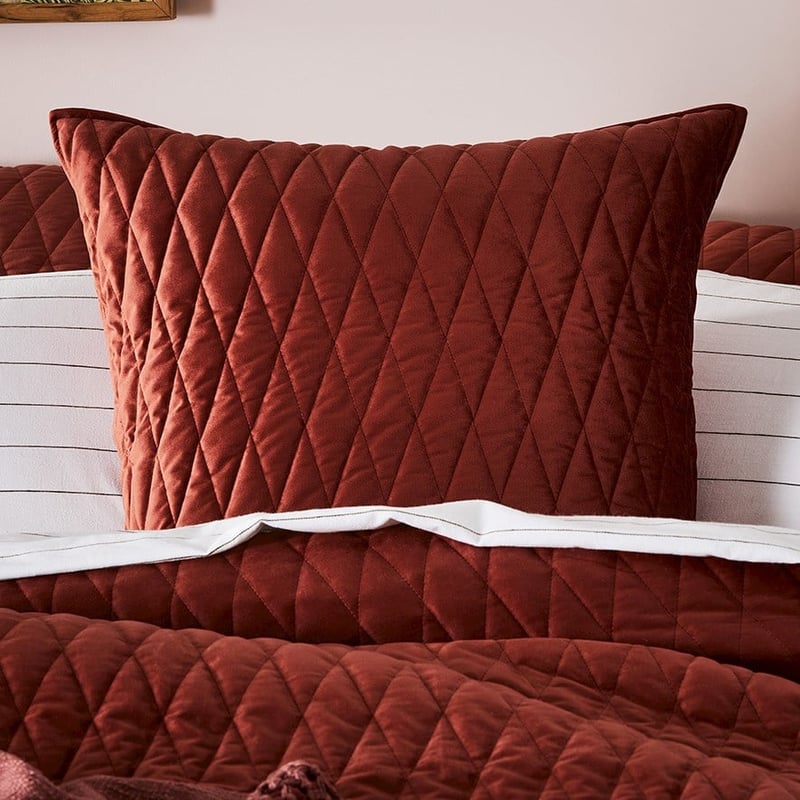 May Clay Quilted Velvet Pillowcase
