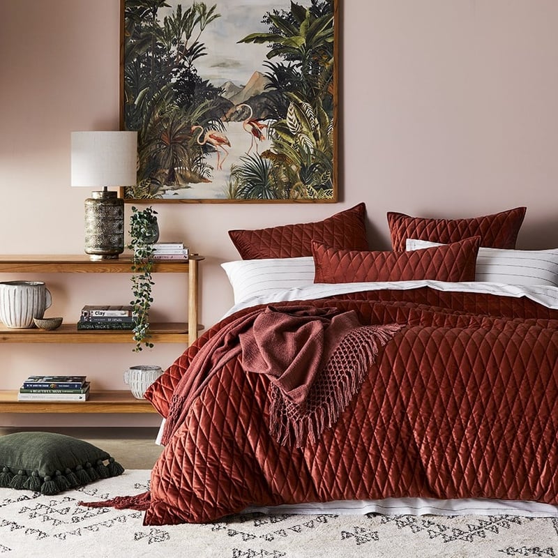 May Clay Quilted Velvet Pillowcase