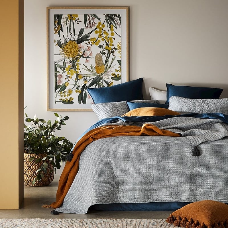 Camden Silver Floral Quilted Pillowcase