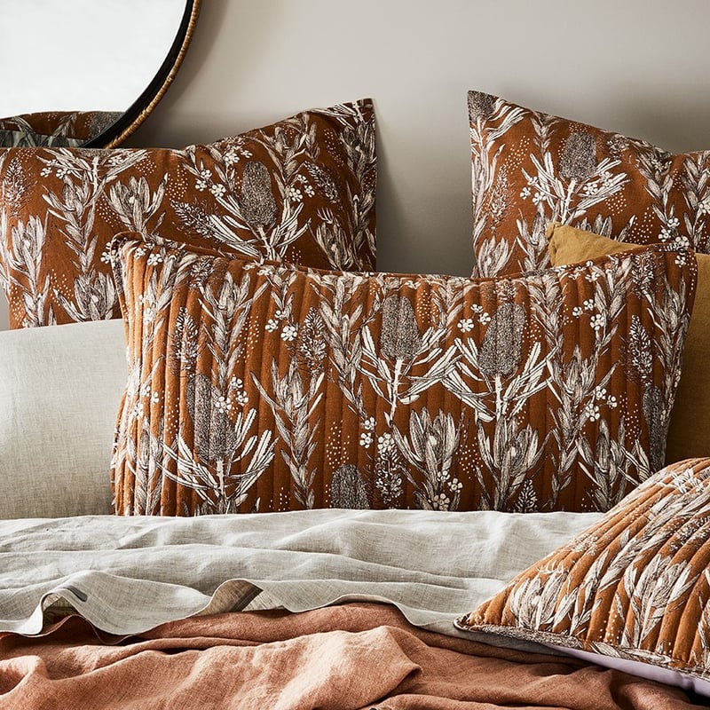 Native Floral Clay Quilted Pillowcase