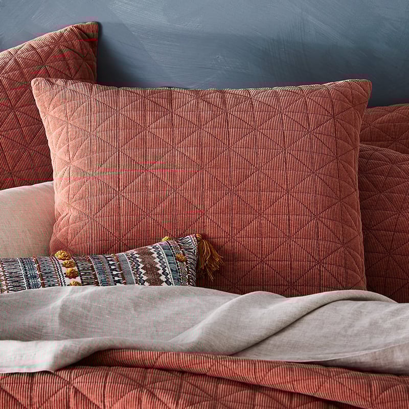 Vintage Washed Corduroy Quilted Redwood Pillowcase