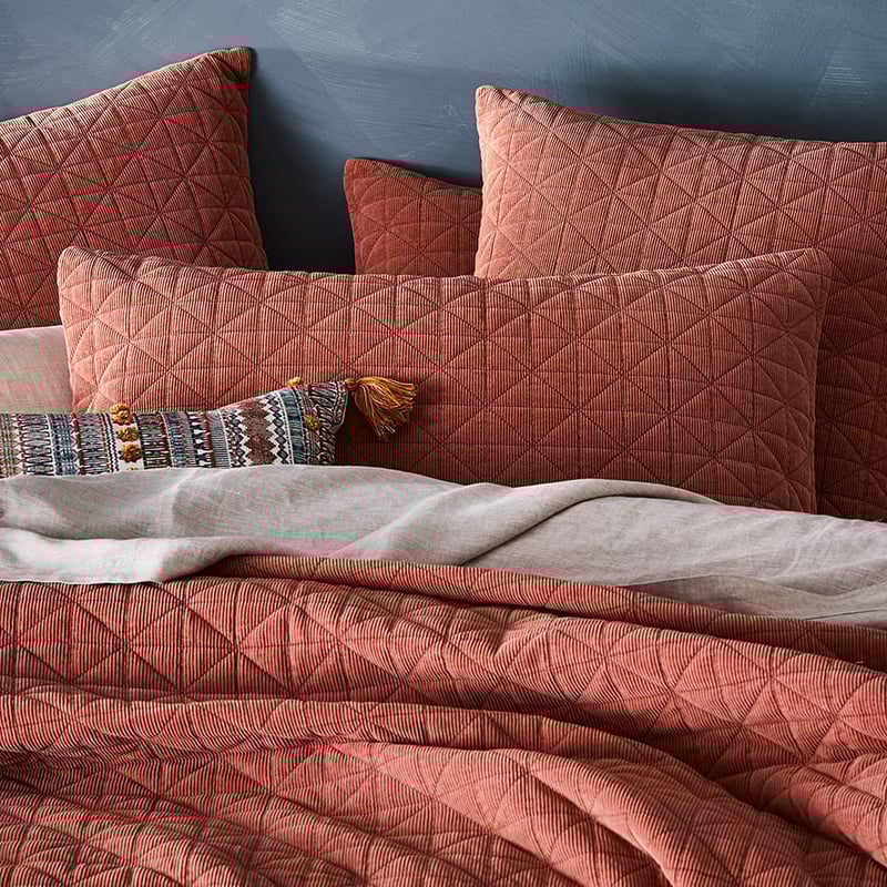 Vintage Washed Corduroy Quilted Redwood Pillowcase