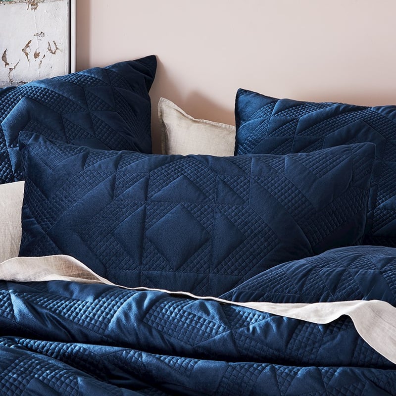 Gemini Quilted Navy Velvet Pillowcase