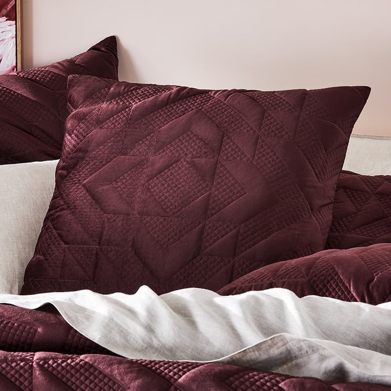 Gemini Quilted Plum Velvet Pillowcase