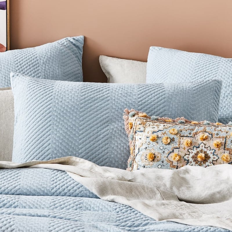 Chevron Matelasse Blue Pillowcase
