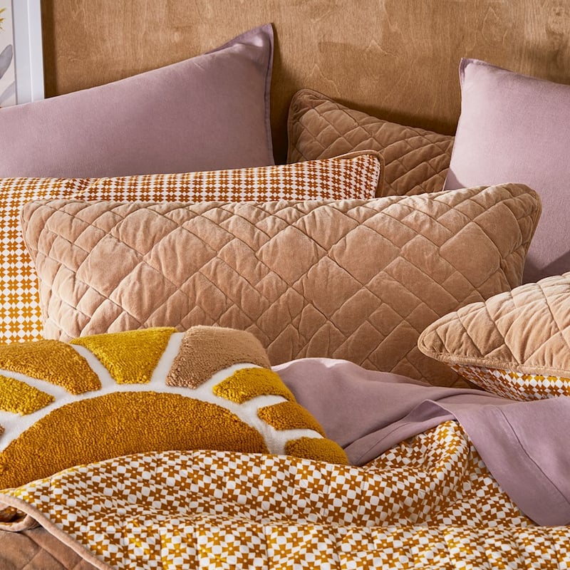 Chelsea Inca Gold Velvet Quilted Pillowcase