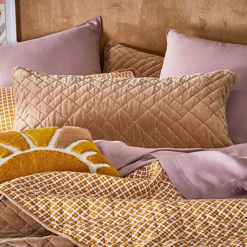 Chelsea Inca Gold Velvet Quilted Pillowcase
