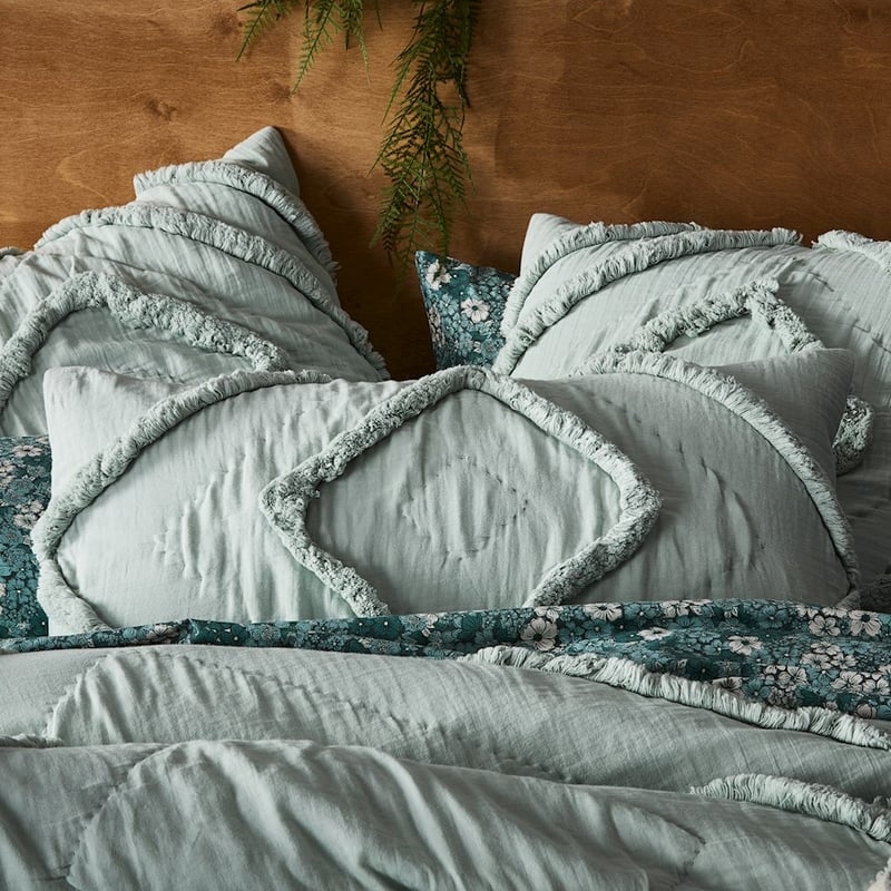 Mandalay Quilted Duck Egg Pillowcase