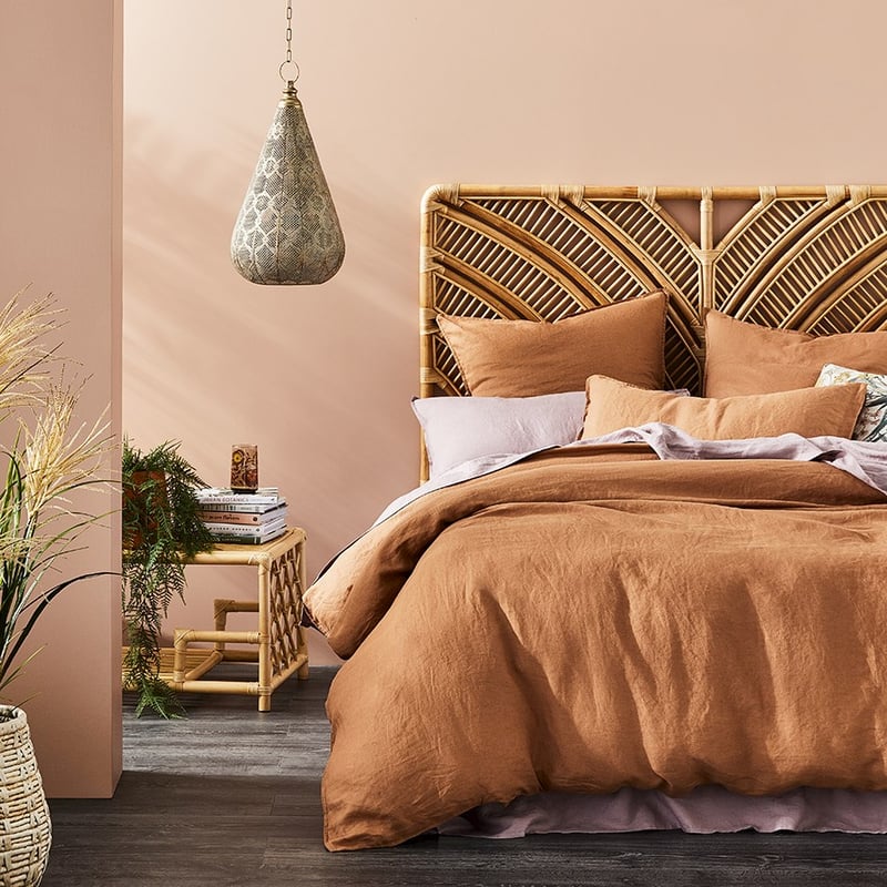 Vintage Washed Linen Caramel Pillowcase