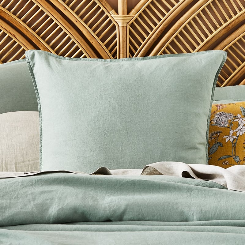 Vintage Washed Linen Eucalyptus Pillowcase