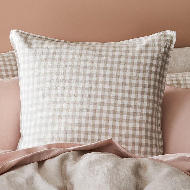 Vintage Washed Linen Linen Check Pillowcase