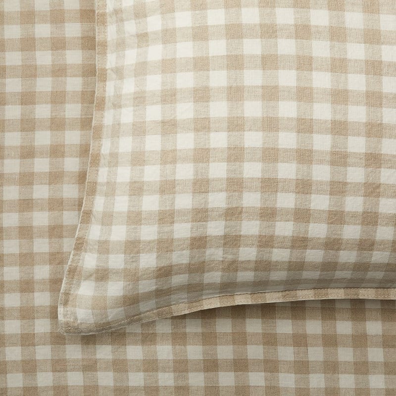 Vintage Washed Linen Linen Check Pillowcase