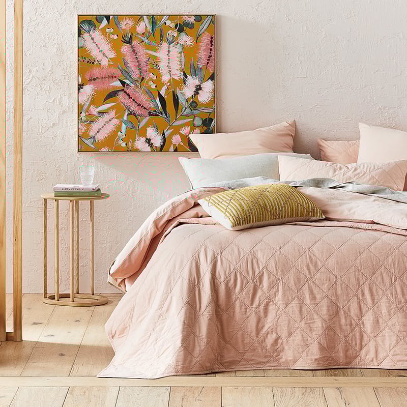 Stonewashed Cotton Apricot Quilted Pillowcase