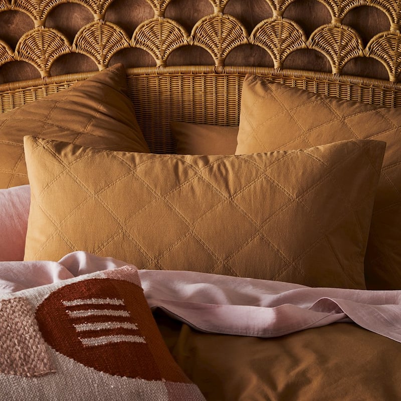 Stonewashed Cotton Brown Sugar Quilted Pillowcase