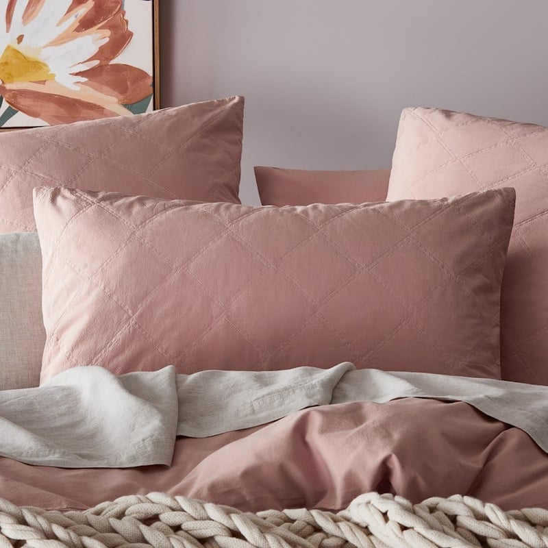 Stonewashed Cotton Misty Rose Quilted Pillowcase