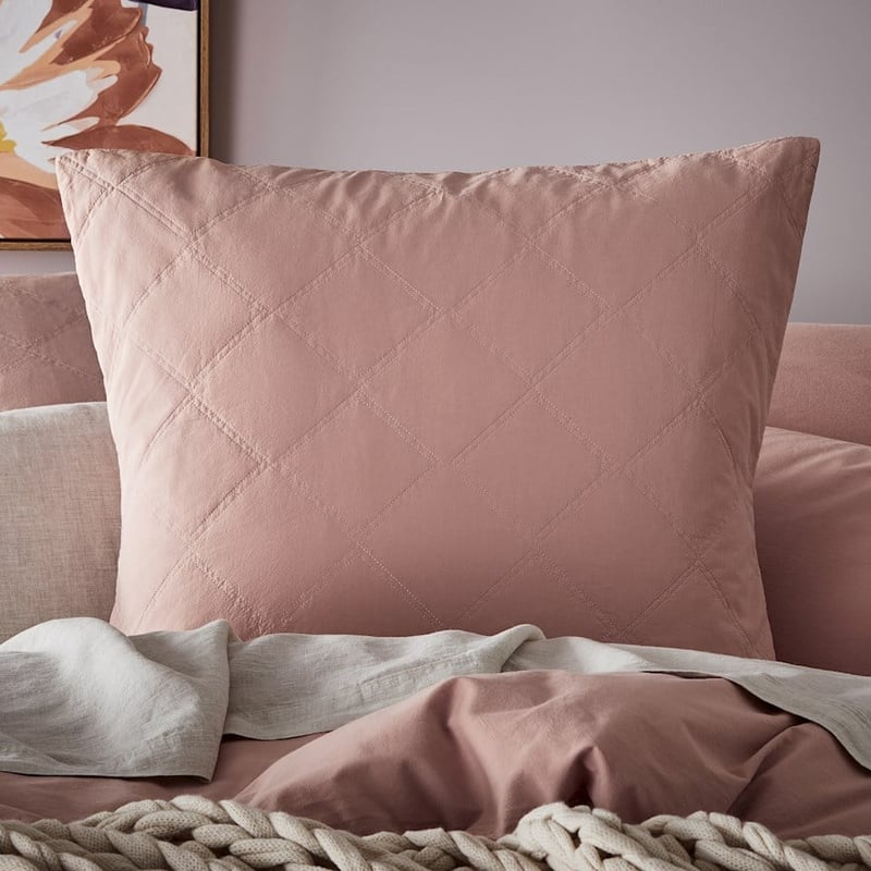 Stonewashed Cotton Misty Rose Quilted Pillowcase