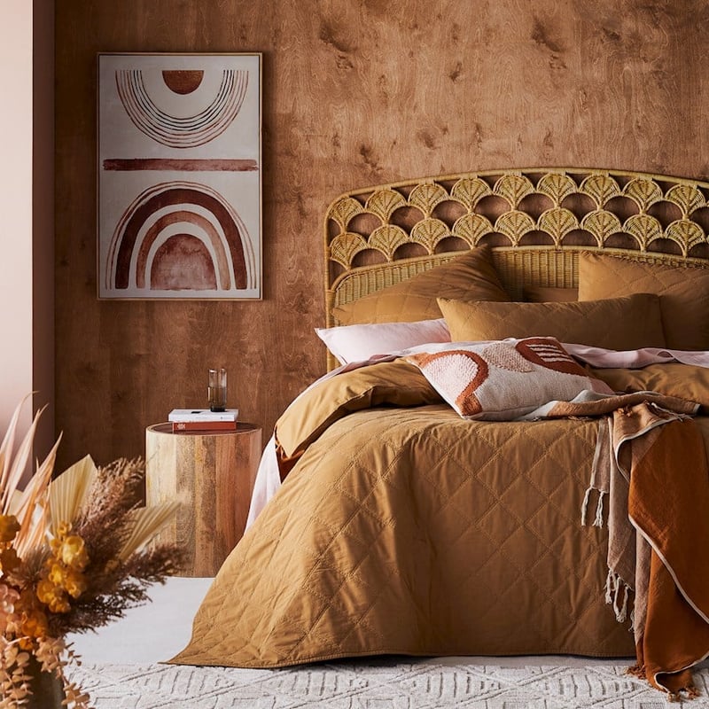 Stonewashed Cotton Brown Sugar Quilted Pillowcase