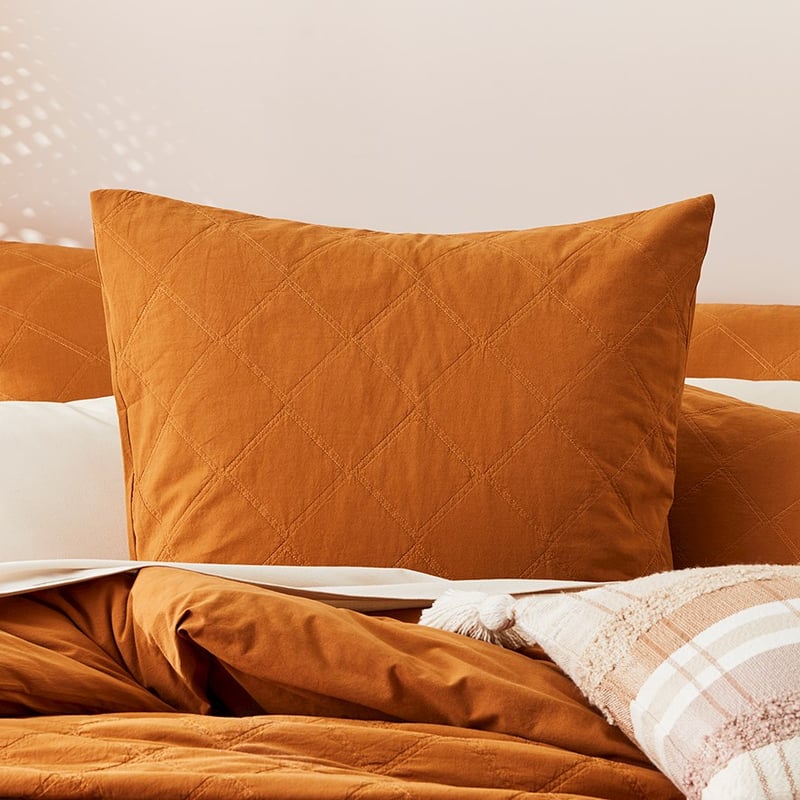 Stonewashed Cotton Topaz Quilted Pillowcase