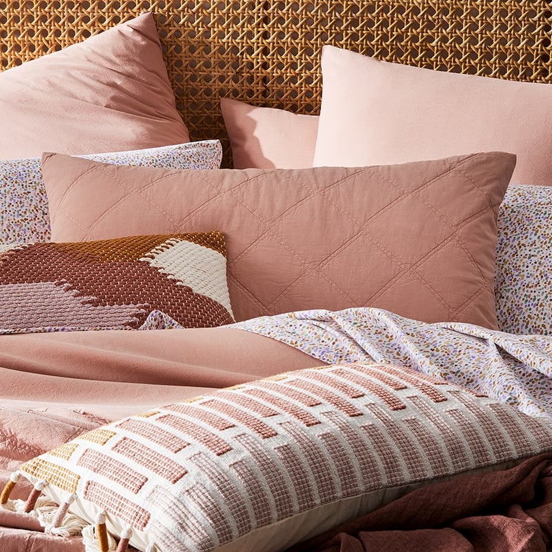 Stonewashed Cotton Peach Quilted Pillowcase