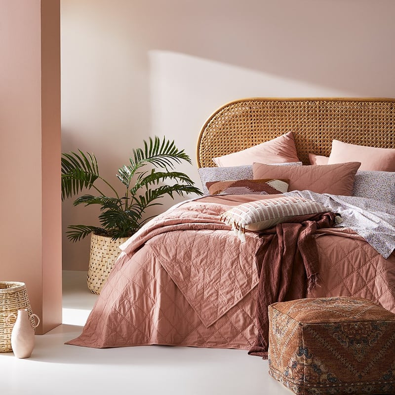 Stonewashed Cotton Peach Quilted Pillowcase