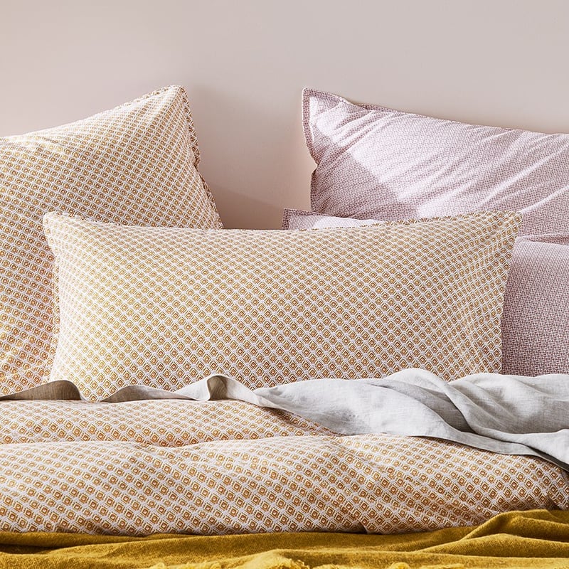 Stonewashed Printed Cotton Mustard Kasbah Pillowcase