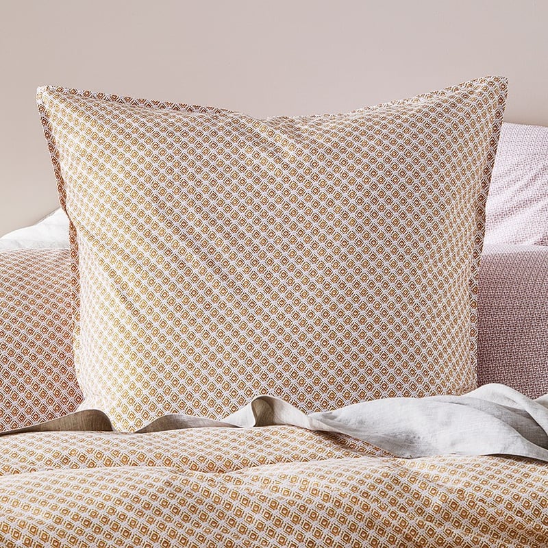 Stonewashed Printed Cotton Mustard Kasbah Pillowcase
