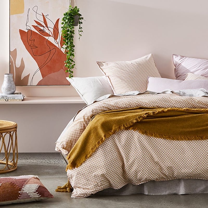 Stonewashed Printed Cotton Mustard Kasbah Pillowcase