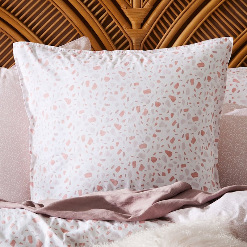 Stonewashed Cotton Printed Pink Terrazzo Pillowcase