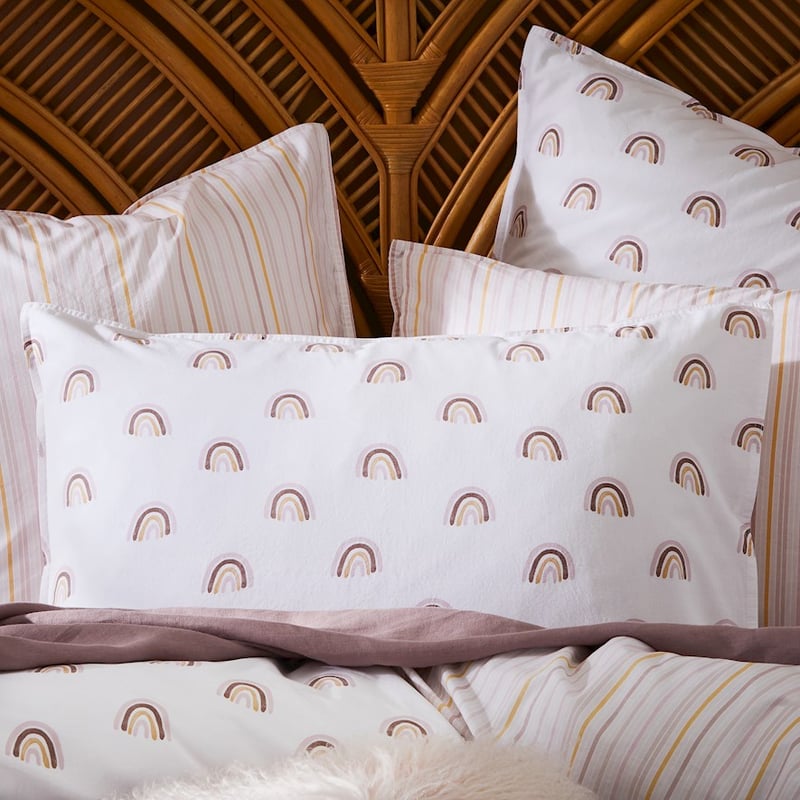 Stonewashed Cotton Printed Rainbow Pillowcase