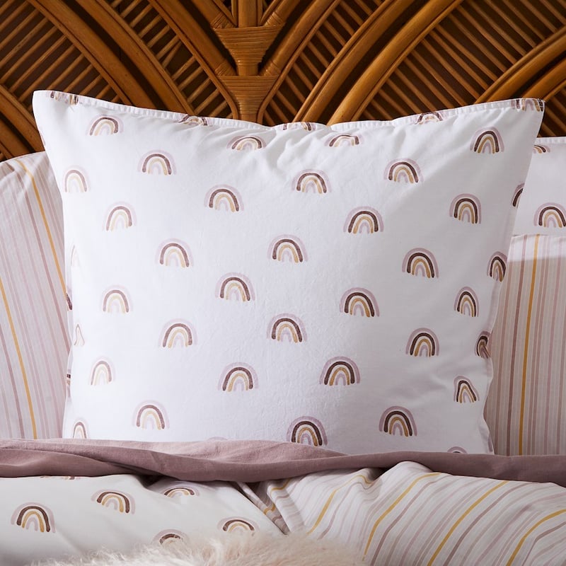 Stonewashed Cotton Printed Rainbow Pillowcase
