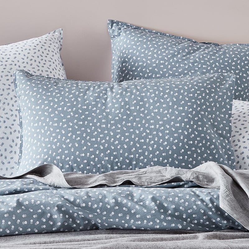 Stonewashed Printed Cotton Slate Spot Pillowcase