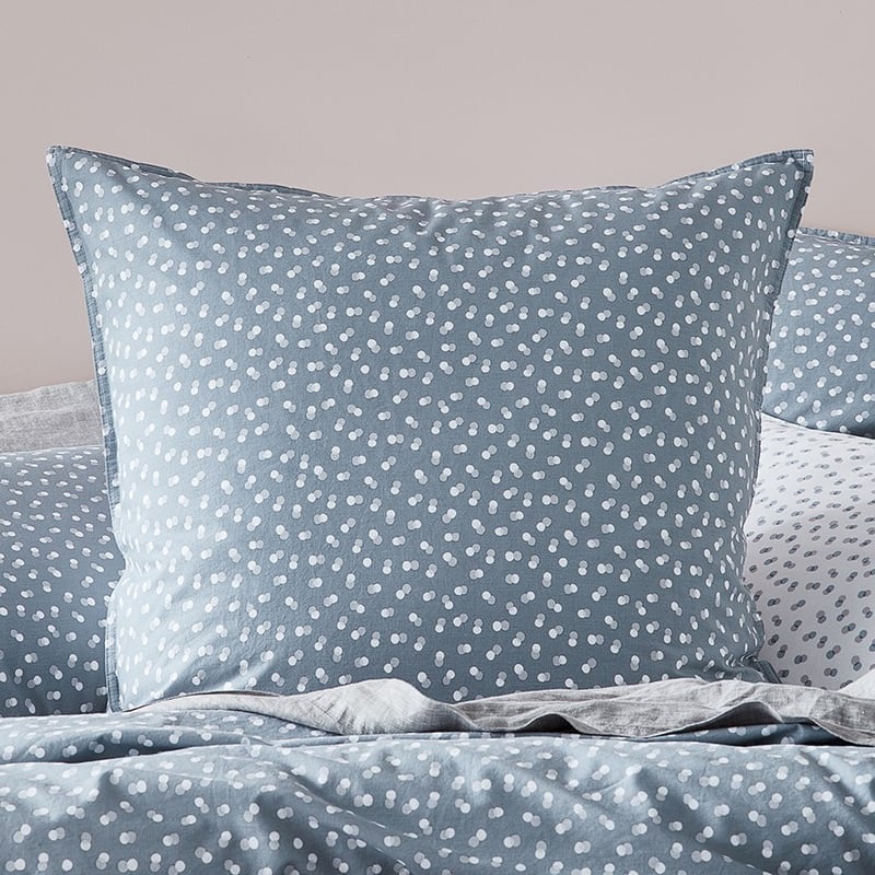 Stonewashed Printed Cotton Slate Spot Pillowcase