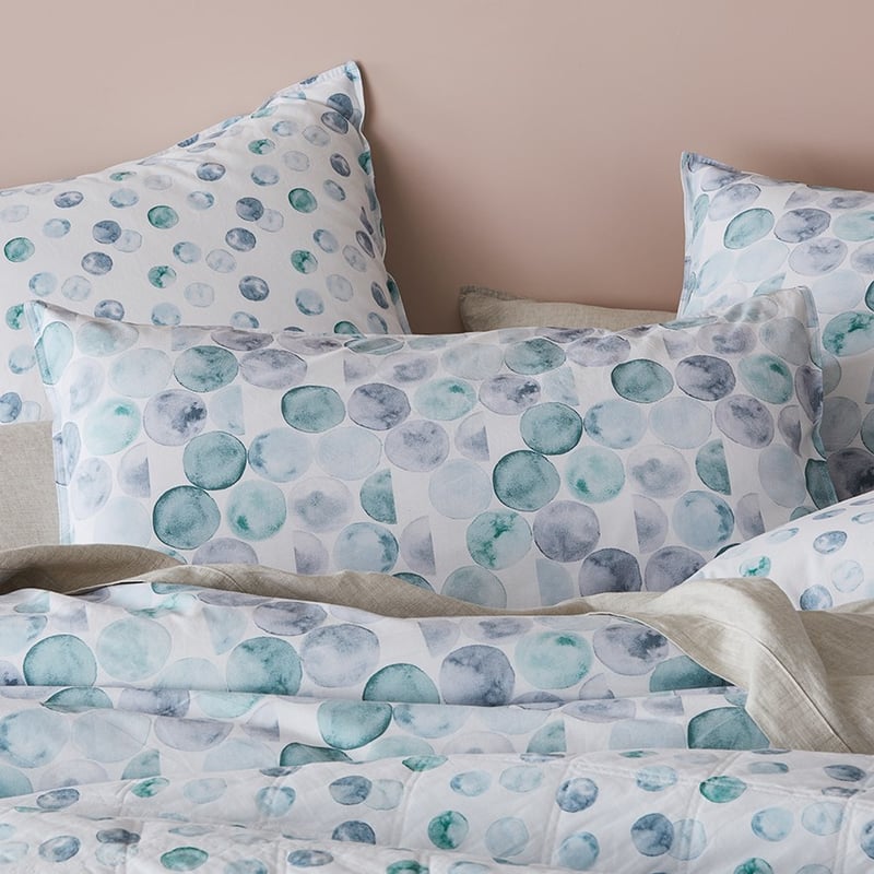 Stonewashed Cotton Printed Watercolour Spot Pillowcase