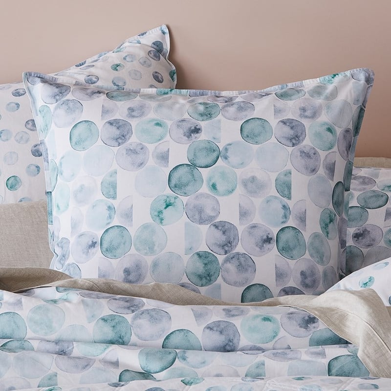 Stonewashed Cotton Printed Watercolour Spot Pillowcase